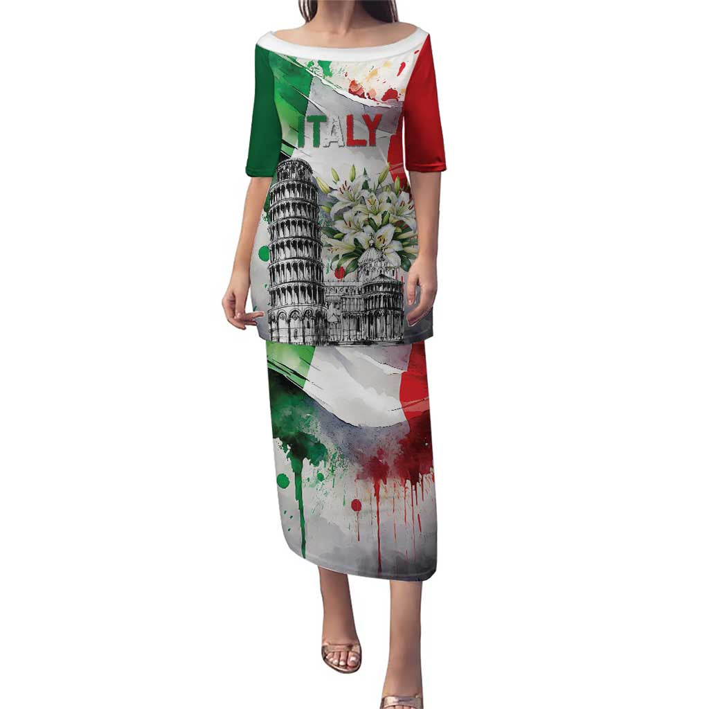 Italy Pisa Tower Puletasi White Lily With Flag Style - Wonder Print Shop