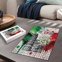 Italy Pisa Tower Puzzle White Lily With Flag Style - Wonder Print Shop