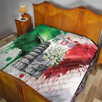 Italy Pisa Tower Quilt White Lily With Flag Style - Wonder Print Shop