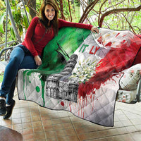 Italy Pisa Tower Quilt White Lily With Flag Style - Wonder Print Shop