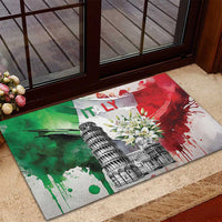 Italy Pisa Tower Rubber Doormat White Lily With Flag Style - Wonder Print Shop