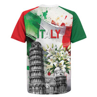 Italy Pisa Tower Rugby Jersey White Lily With Flag Style - Wonder Print Shop
