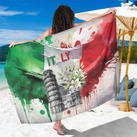 Italy Pisa Tower Sarong White Lily With Flag Style - Wonder Print Shop