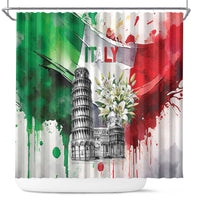 Italy Pisa Tower Shower Curtain White Lily With Flag Style - Wonder Print Shop