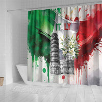 Italy Pisa Tower Shower Curtain White Lily With Flag Style - Wonder Print Shop
