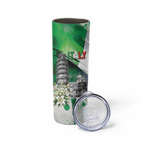 Italy Pisa Tower Skinny Tumbler White Lily With Flag Style - Wonder Print Shop
