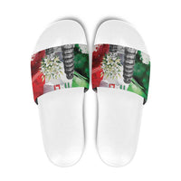 Italy Pisa Tower Slide Sandals White Lily With Flag Style - Wonder Print Shop
