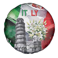 Italy Pisa Tower Spare Tire Cover White Lily With Flag Style - Wonder Print Shop