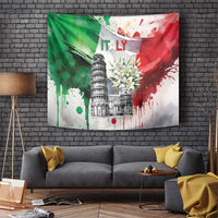 Italy Pisa Tower Tapestry White Lily With Flag Style - Wonder Print Shop