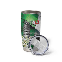 Italy Pisa Tower Tumbler Cup White Lily With Flag Style - Wonder Print Shop