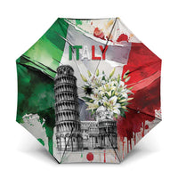 Italy Pisa Tower Umbrella White Lily With Flag Style - Wonder Print Shop