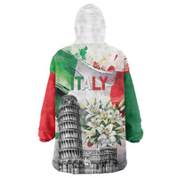 Italy Pisa Tower Wearable Blanket Hoodie White Lily With Flag Style - Wonder Print Shop