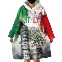 Italy Pisa Tower Wearable Blanket Hoodie White Lily With Flag Style - Wonder Print Shop