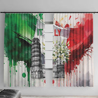 Italy Pisa Tower Window Curtain White Lily With Flag Style - Wonder Print Shop