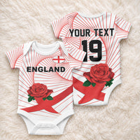 England Rugby Custom Baby Onesie English Red Rose Champions - White