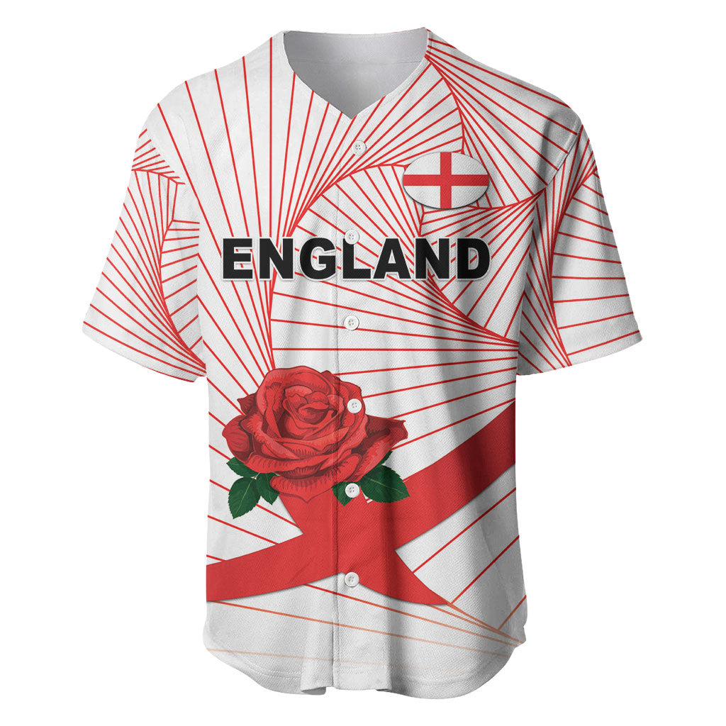 England Rugby Custom Baseball Jersey English Red Rose Champions - White
