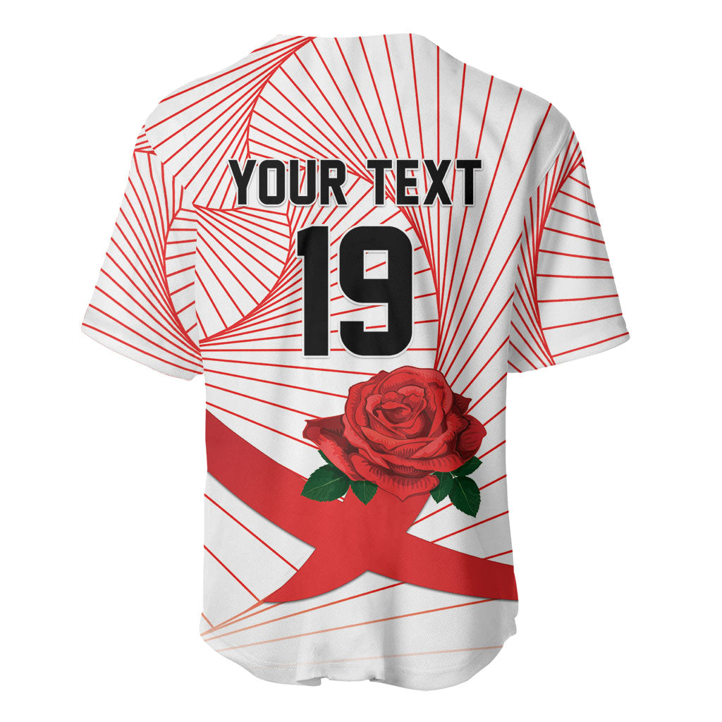 England Rugby Custom Baseball Jersey English Red Rose Champions - White