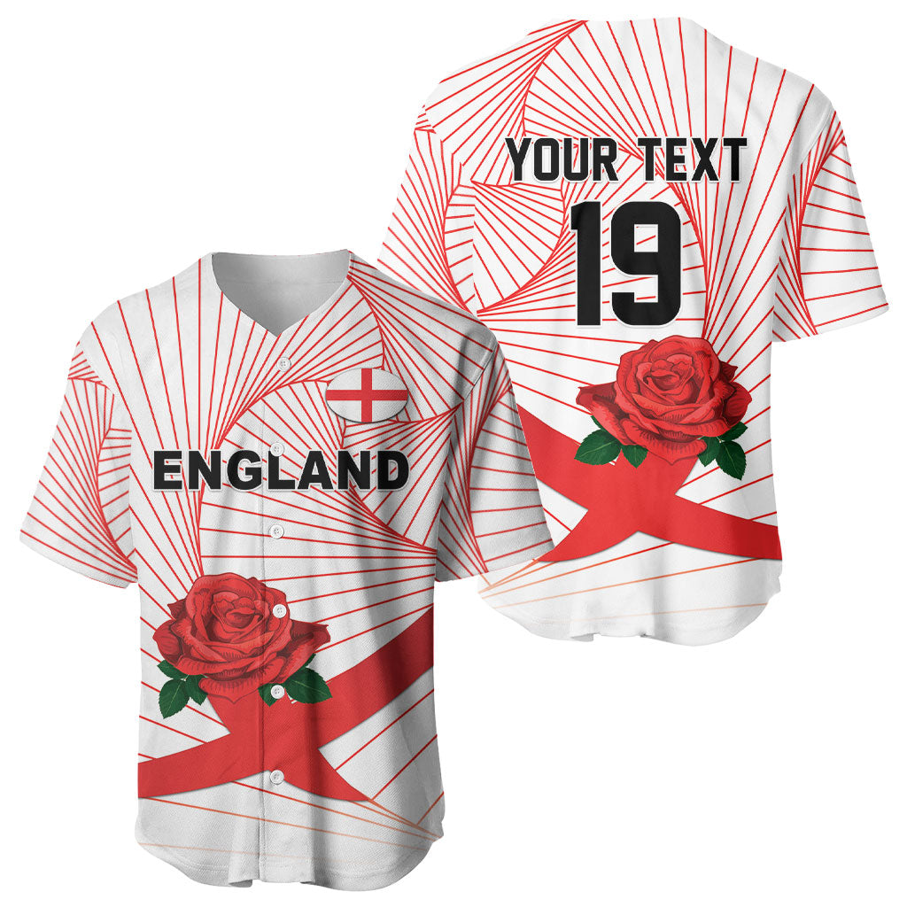 England Rugby Custom Baseball Jersey English Red Rose Champions - White