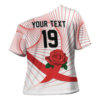 England Rugby Custom Cross Shoulder Shirt English Red Rose Champions - White