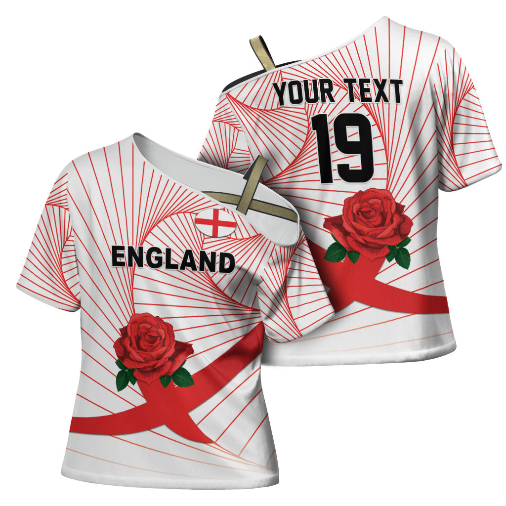 England Rugby Custom Cross Shoulder Shirt English Red Rose Champions - White