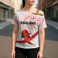 England Rugby Custom Cross Shoulder Shirt English Red Rose Champions - White