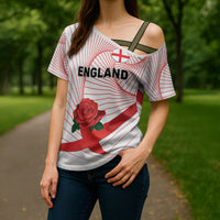 England Rugby Custom Cross Shoulder Shirt English Red Rose Champions - White