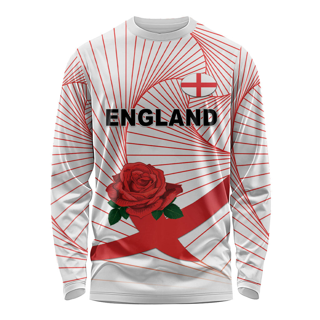 England Rugby Custom Long Sleeve Shirt English Red Rose Champions - White