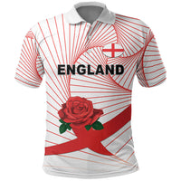 England Rugby Custom Polo Shirt English Red Rose Champions - White