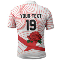 England Rugby Custom Polo Shirt English Red Rose Champions - White