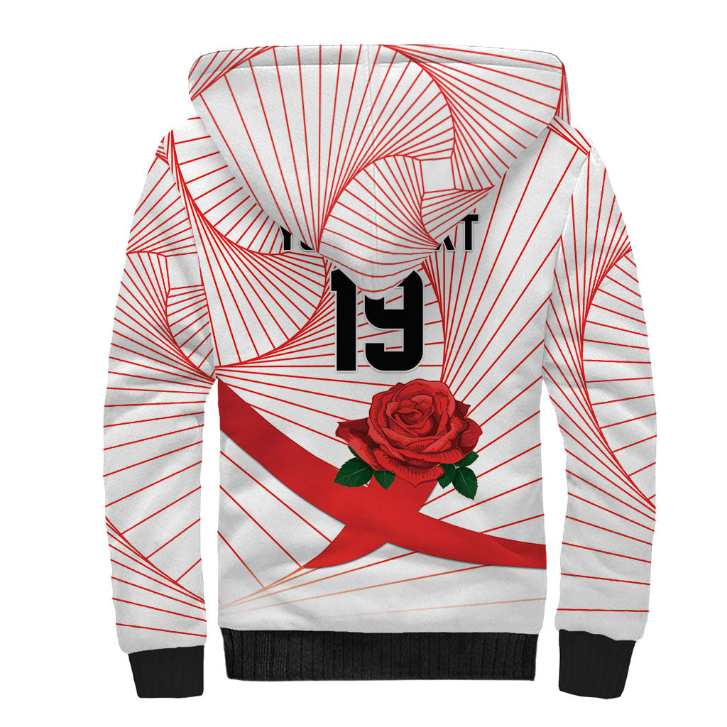 England Rugby Custom Sherpa Hoodie English Red Rose Champions - White