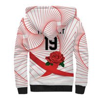England Rugby Custom Sherpa Hoodie English Red Rose Champions - White