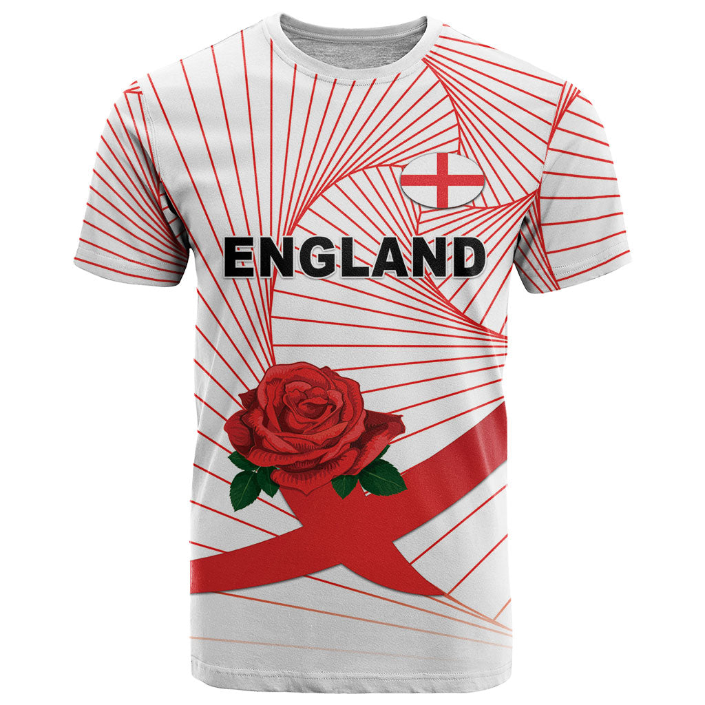 England Rugby Custom T Shirt English Red Rose Champions - White