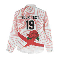 England Rugby Custom Women Casual Shirt English Red Rose Champions - White