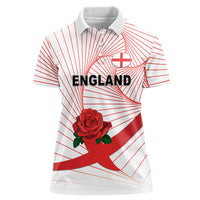 England Rugby Custom Women Polo Shirt English Red Rose Champions - White