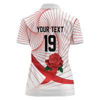 England Rugby Custom Women Polo Shirt English Red Rose Champions - White