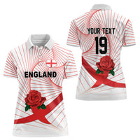 England Rugby Custom Women Polo Shirt English Red Rose Champions - White