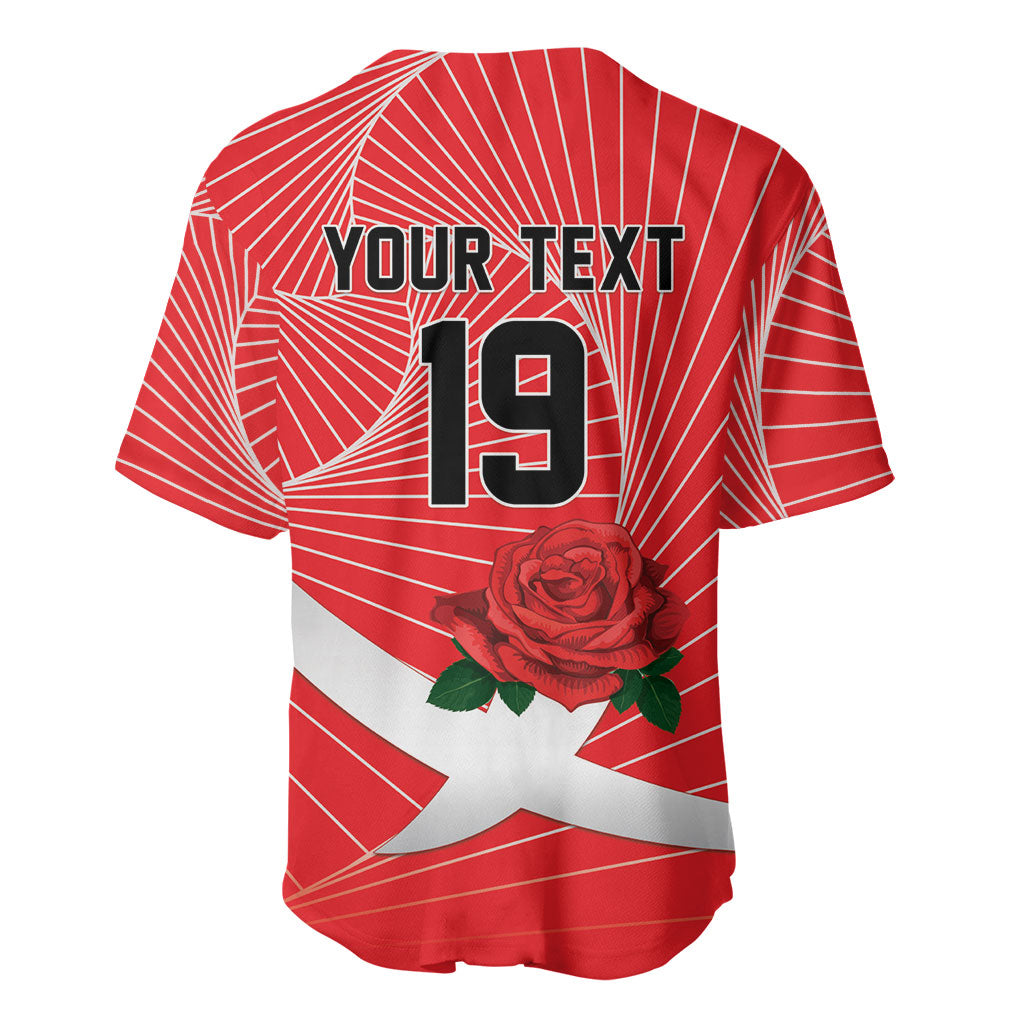 England Rugby Custom Baseball Jersey English Red Rose Champions - Red