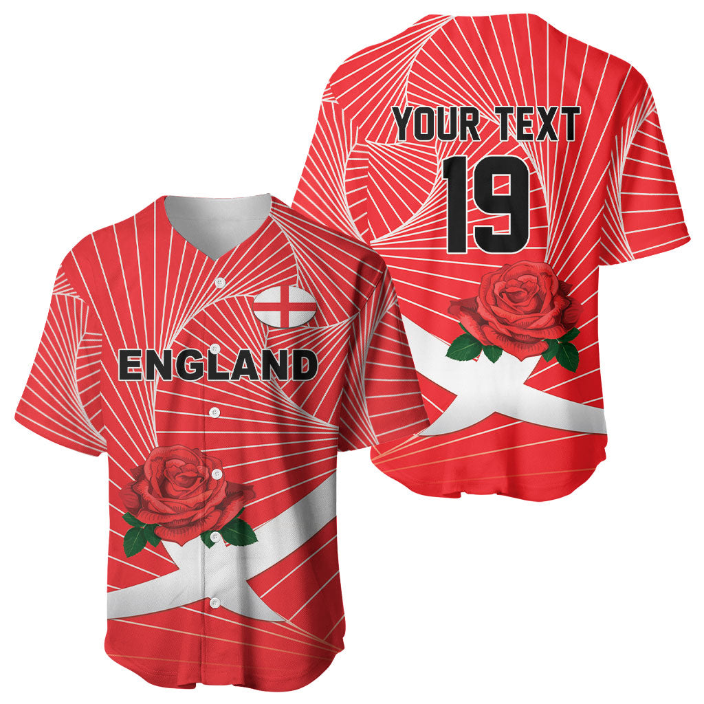 England Rugby Custom Baseball Jersey English Red Rose Champions - Red