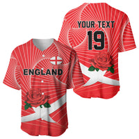 England Rugby Custom Baseball Jersey English Red Rose Champions - Red