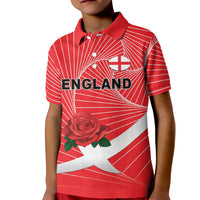 England Rugby Custom Kid Polo Shirt English Red Rose Champions - Red