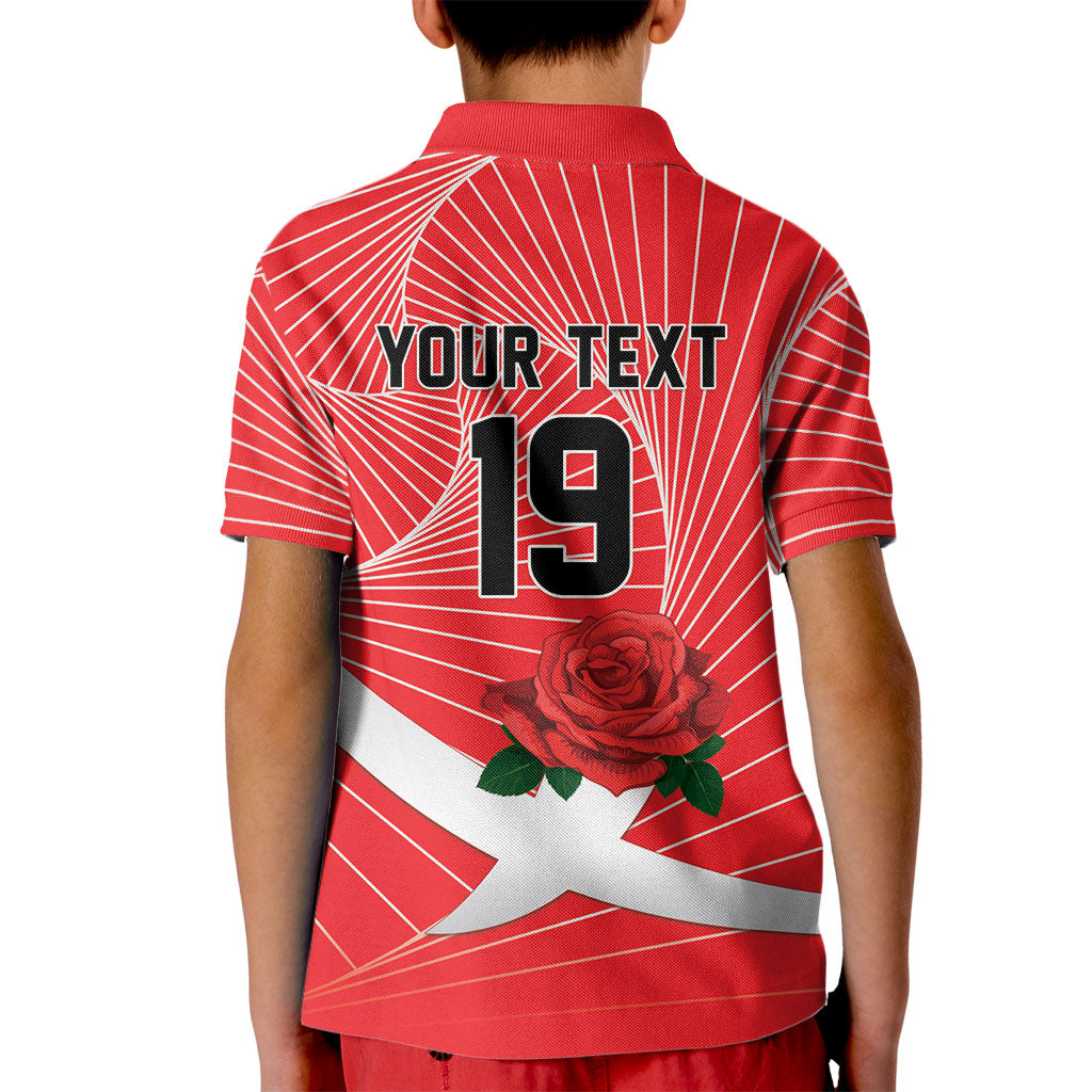 England Rugby Custom Kid Polo Shirt English Red Rose Champions - Red