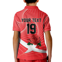 England Rugby Custom Kid Polo Shirt English Red Rose Champions - Red