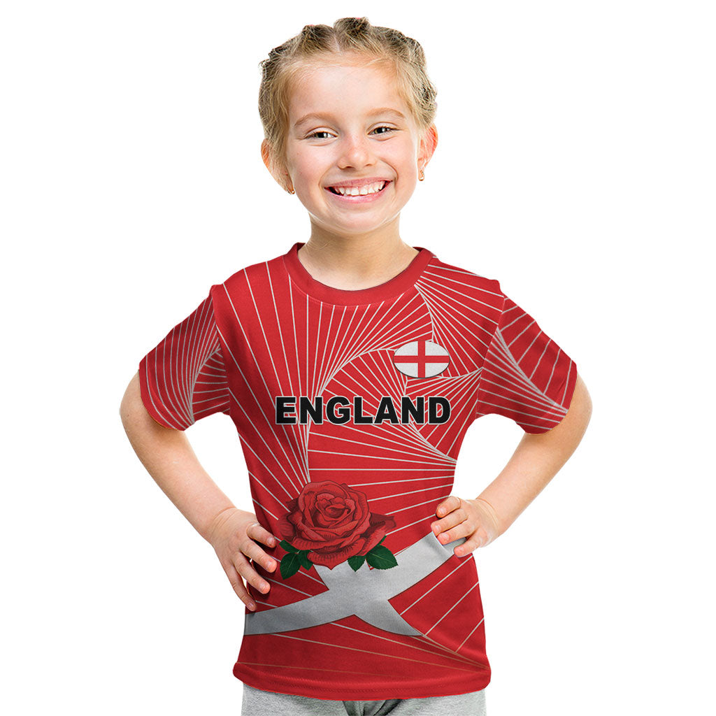 England Rugby Custom Kid T Shirt English Red Rose Champions - Red