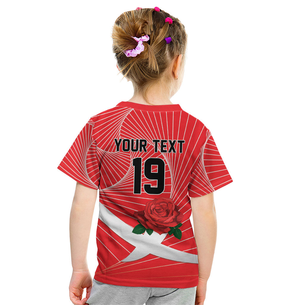 England Rugby Custom Kid T Shirt English Red Rose Champions - Red