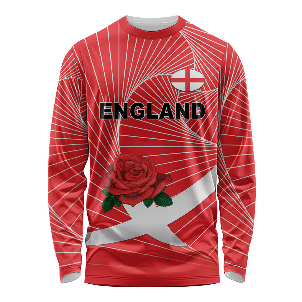 England Rugby Custom Long Sleeve Shirt English Red Rose Champions - Red