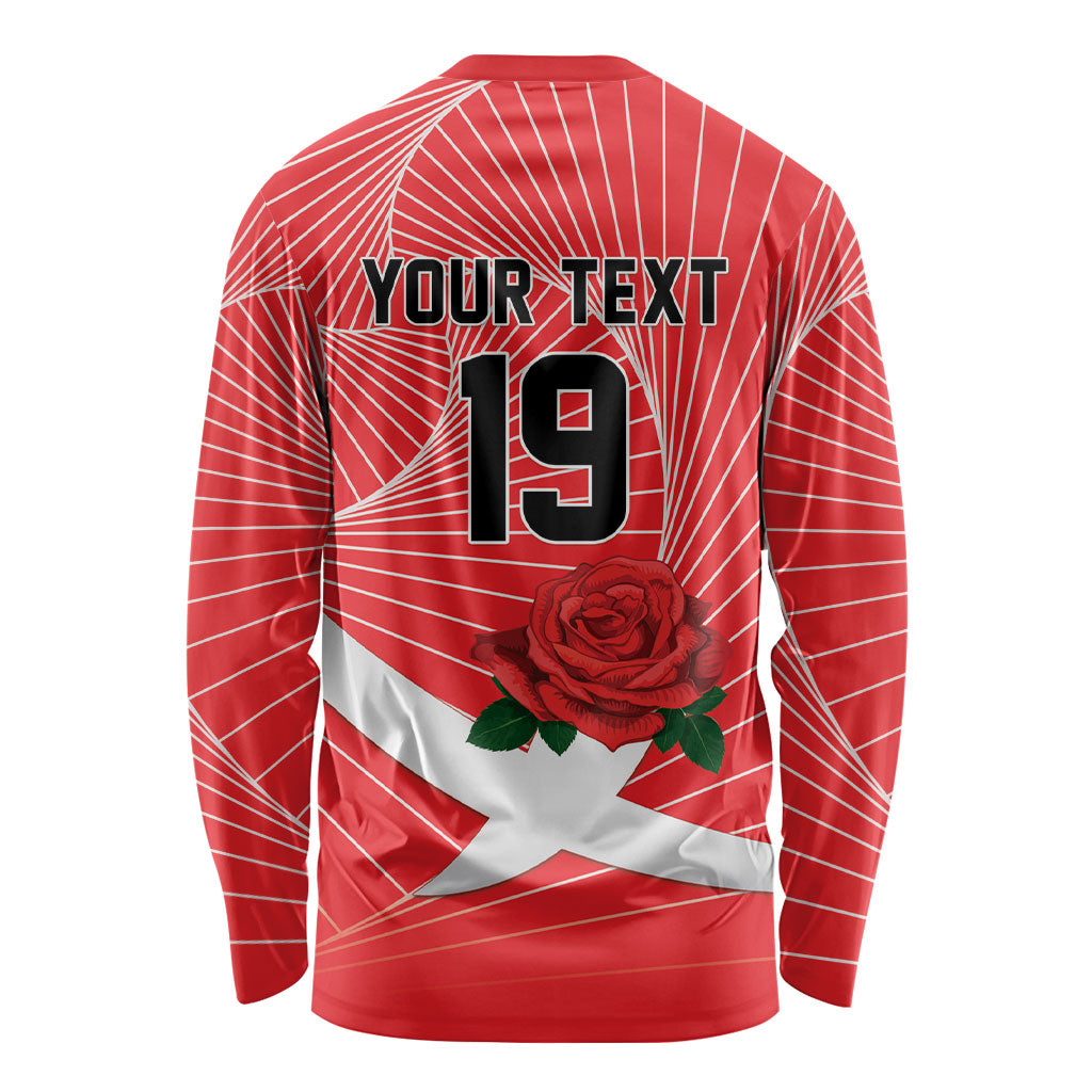 England Rugby Custom Long Sleeve Shirt English Red Rose Champions - Red