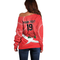England Rugby Custom Off Shoulder Sweater English Red Rose Champions - Red