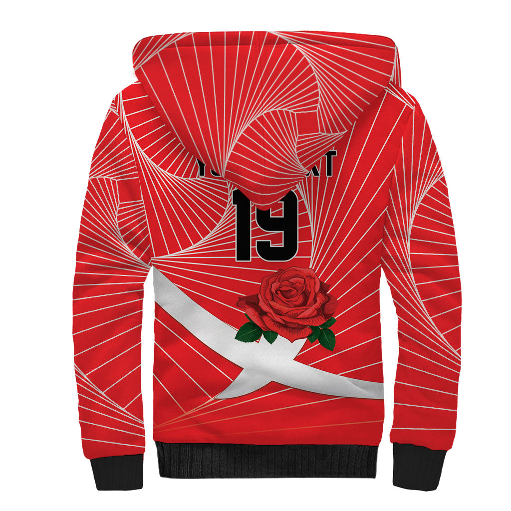 England Rugby Custom Sherpa Hoodie English Red Rose Champions - Red
