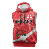 England Rugby Custom Sleeveless Hoodie English Red Rose Champions - Red