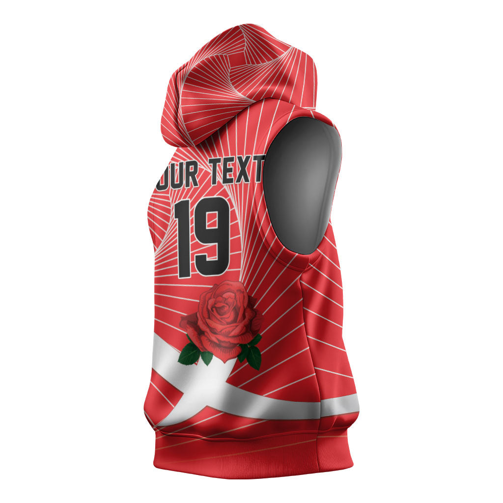 England Rugby Custom Sleeveless Hoodie English Red Rose Champions - Red